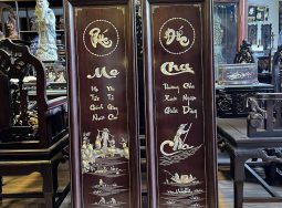 Tranh Cha Mẹ gỗ gụ khảm ốc