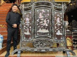 Bức Bình Phong gỗ gụ khảm ốc